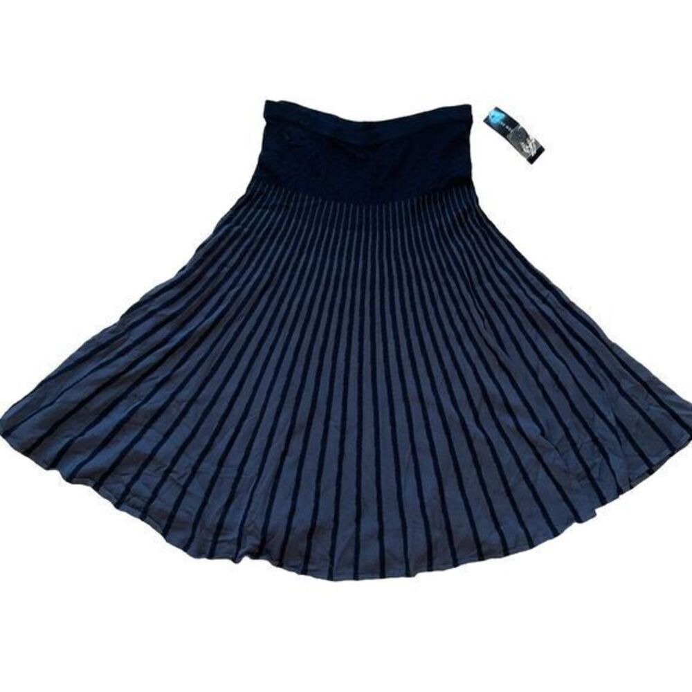 Nine West Womens Woven Maxi Striped Flare Black Skirt  Size‎ M NWT